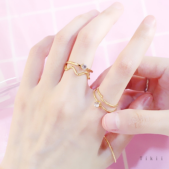 Set 5 nhẫn đính đá thời trang cho nữ