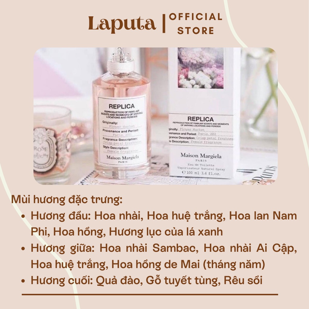 Nước Hoa Nữ Maison Margiela Replica Flower Market Laputa, vial mẫu thử mini 2ml, 5ml, 10ml