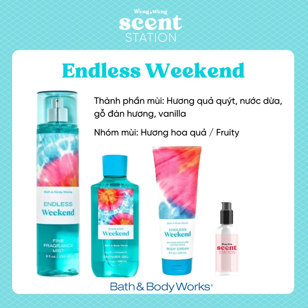 Bộ Sản Phẩm Chăm Sóc Cơ Thể Toàn Diện BBW mùi Endless Weekend