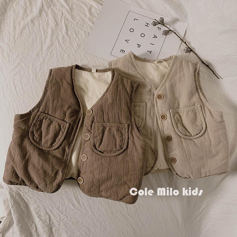 Retro2021Áo Gi Lê Chần Bông Trẻ Em Hàn Quốc Mùa Thu Đông Áo Ba Lỗ Bé Trai Mặc Ngoài Phong Cách Tây Sành Điệu