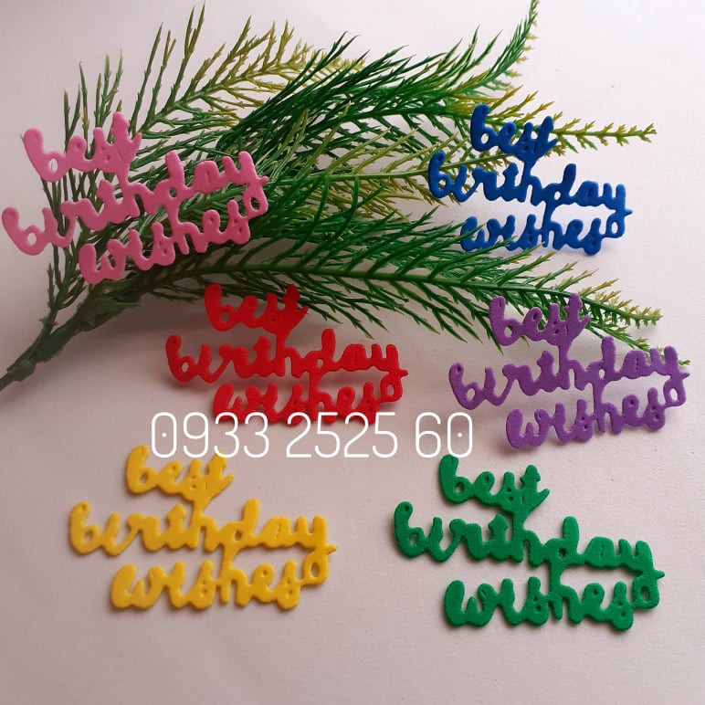 5 chữ Best Birthday Wishes bằng xốp, 5.8x3.7cm - Hình trang trí thiệp - Phụ kiện trang trí handmade - DIY - giấy xốp