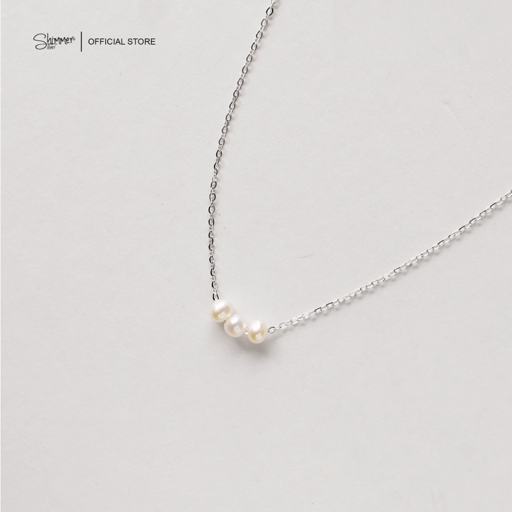 Dây Chuyền Nữ BẠC 925 CAO CẤP SHIMMER SILVER TRIPLE PEARLS Mặt Ngọc Trai Nữ Tính Sang Trọng