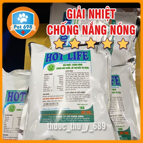 1kg HOT LIFE bổ sung chất điện giải, phòng chống năng nóng, nâng cao sức đề kháng, hỗ trợ chữa bệnh cho vật nuôi