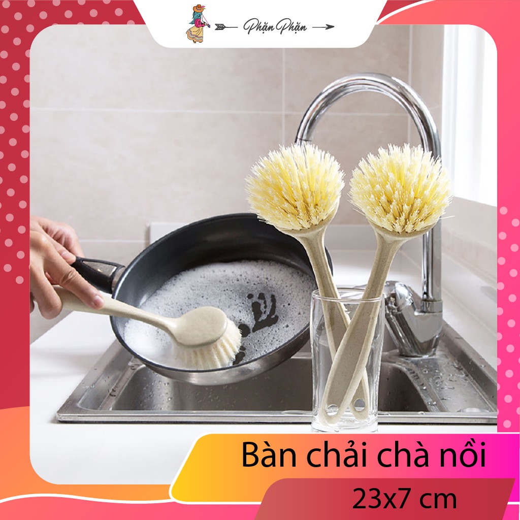 Bàn chải chà nồi bàn chải có tay cầm được làm từ nhựa lúa mì bền chắc thân thiện với môi trường Phặn Phặn