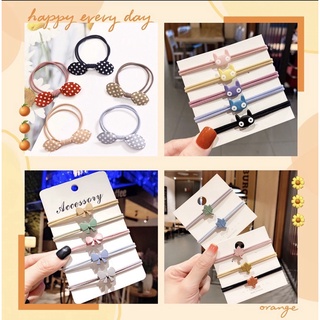 [5pcs/set] Dây Buộc Tóc Đính Nơ Xinh Xắn Cho Nữ Đồ buộc tóc & Nơ