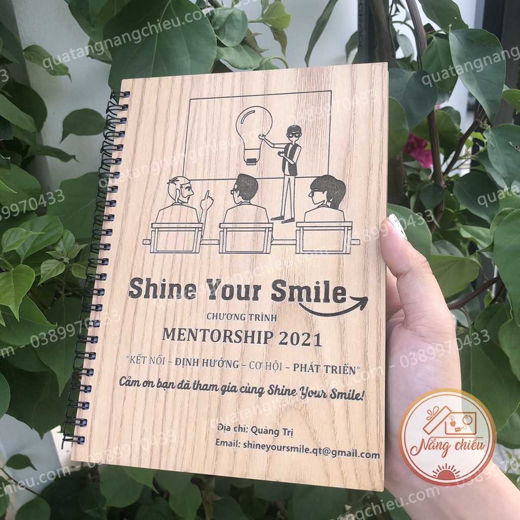 Sổ gáy lò xo_notebook khắc theo yêu cầu- sổ gỗ khắc tia laze theo yêu cầu_ món quà tặng sinh nhật ý nghĩa