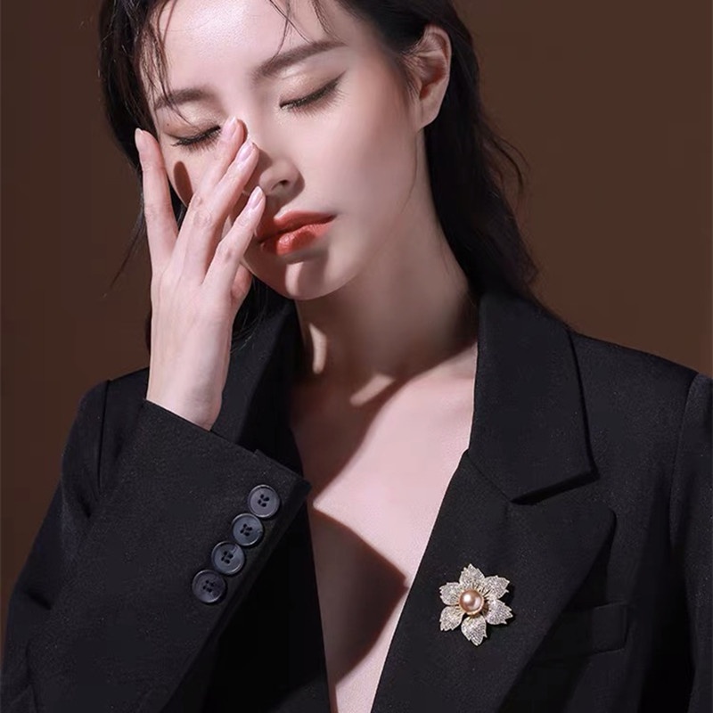 Ghim CàI ÁO HìNh Hoa ĐíNh Kim Cương NgọC Trai Giả ThờI Trang Cho Nữ