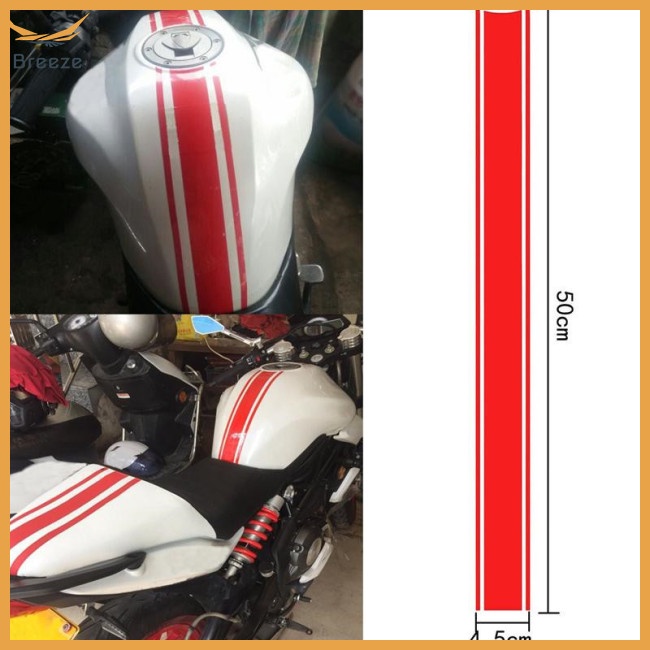 Decal Dán Trang Trí Bình Xăng Xe Hơi / Mô Tô Họa Tiết Kẻ Sọc Chống Thấm Nước Kích Thước 50x4.5cm