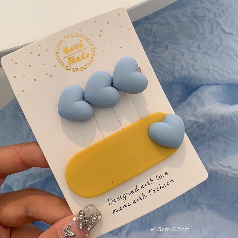 Set 2 kẹp tóc bb hình trái tim nhiều màu sắc phong cách Hàn Quốc dễ thương