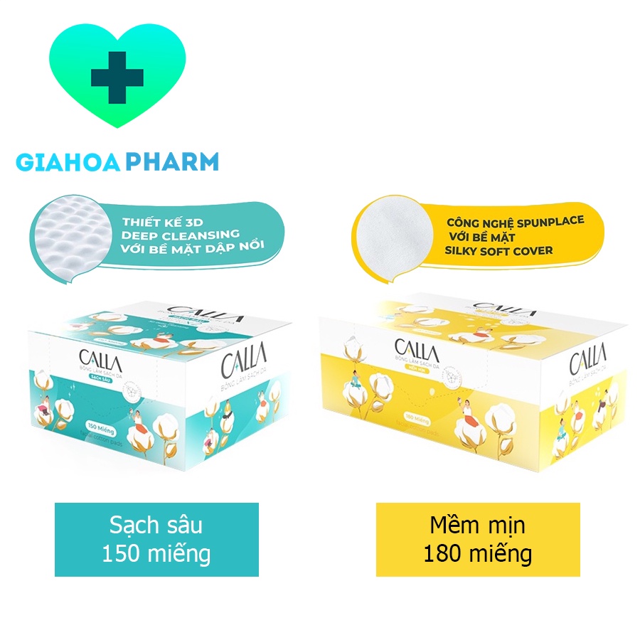 Bông tẩy trang Calla Bông Bạch Tuyết   - Làm sạch bụi bẩn, trang điểm trên da, vải mềm, mịn, spa