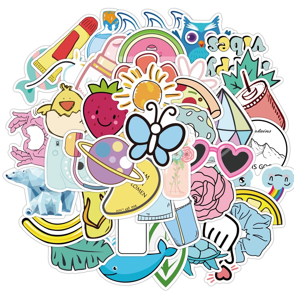 Set 50 Miếng Dán Chống Nước Nhiều Màu Sắc Trang Trí Tủ Lạnh