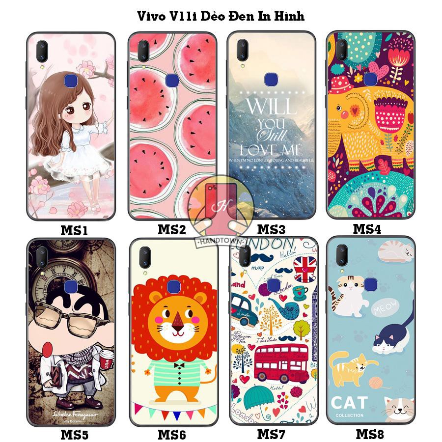 Ốp lưng Vivo V11i dẻo đen in hình Phần D