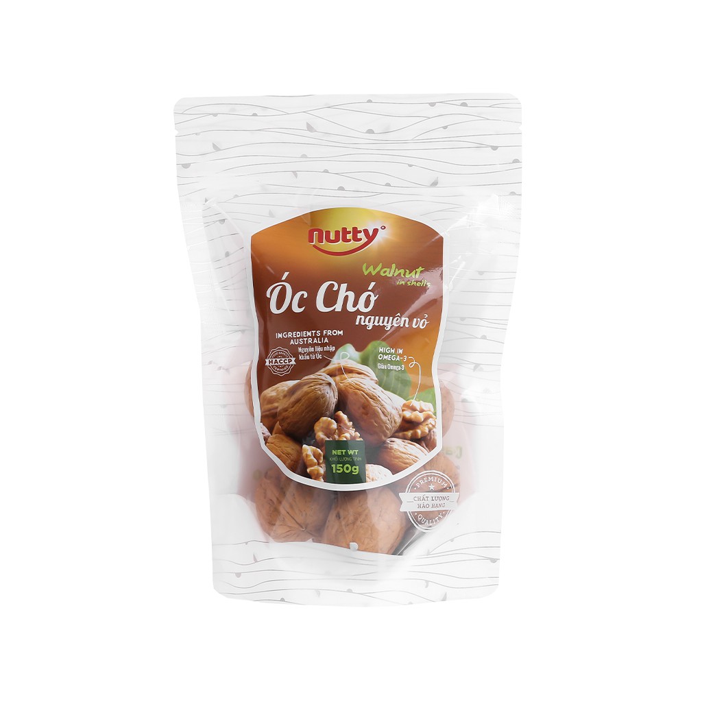Quả óc chó nguyên vỏ Nutty túi 150g