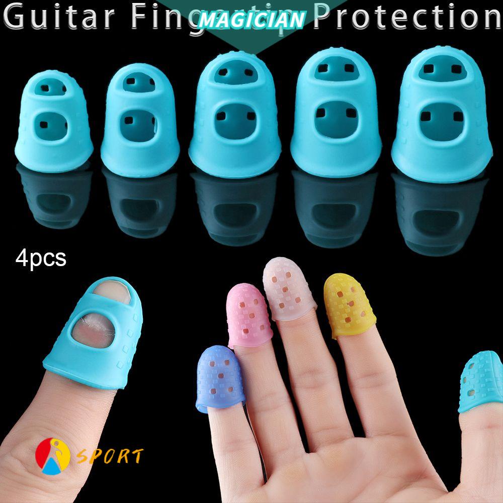 Set 4 Miếng Silicon Bọc Bảo Vệ Ngón Tay Chơi Đàn Guitar XS/S/M/L/XL 6 Màu Sắc