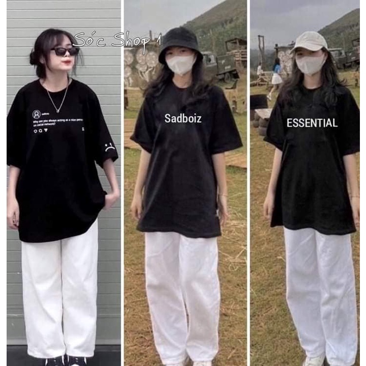 Set bộ nữ quần kaki trắng - Áo phông sadboiz máy ảnh