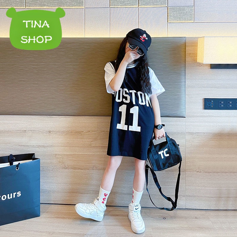 Váy Cho Bé Gái | Váy Cô Gái Tinashop | Áo Thun Dáng Dài Thiết Kế Mới Thời Trang Mùa Hè Dành Cho Bé | Đầm Ngắn Tay Giả Hai Lớp Xinh Xắn Dành Cho Nữ | Đồ Thể Thao Đường Phố Hợp Thời Trang