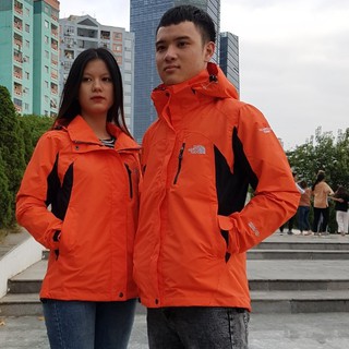 Áo Gió TNF 2 Lớp, Chống Nước Màu Cam Tươi