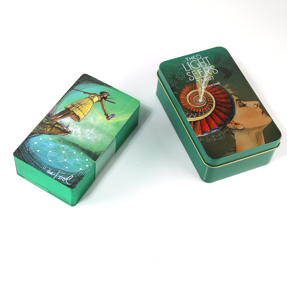 [Mạ Cạnh] Bộ Bài The Light Seer's Tarot Hộp Thiếc Mạ Cạnh Xanh Lá 78 Lá Tặng Link Tiếng Việt Và Đá Thanh Tẩy TH48