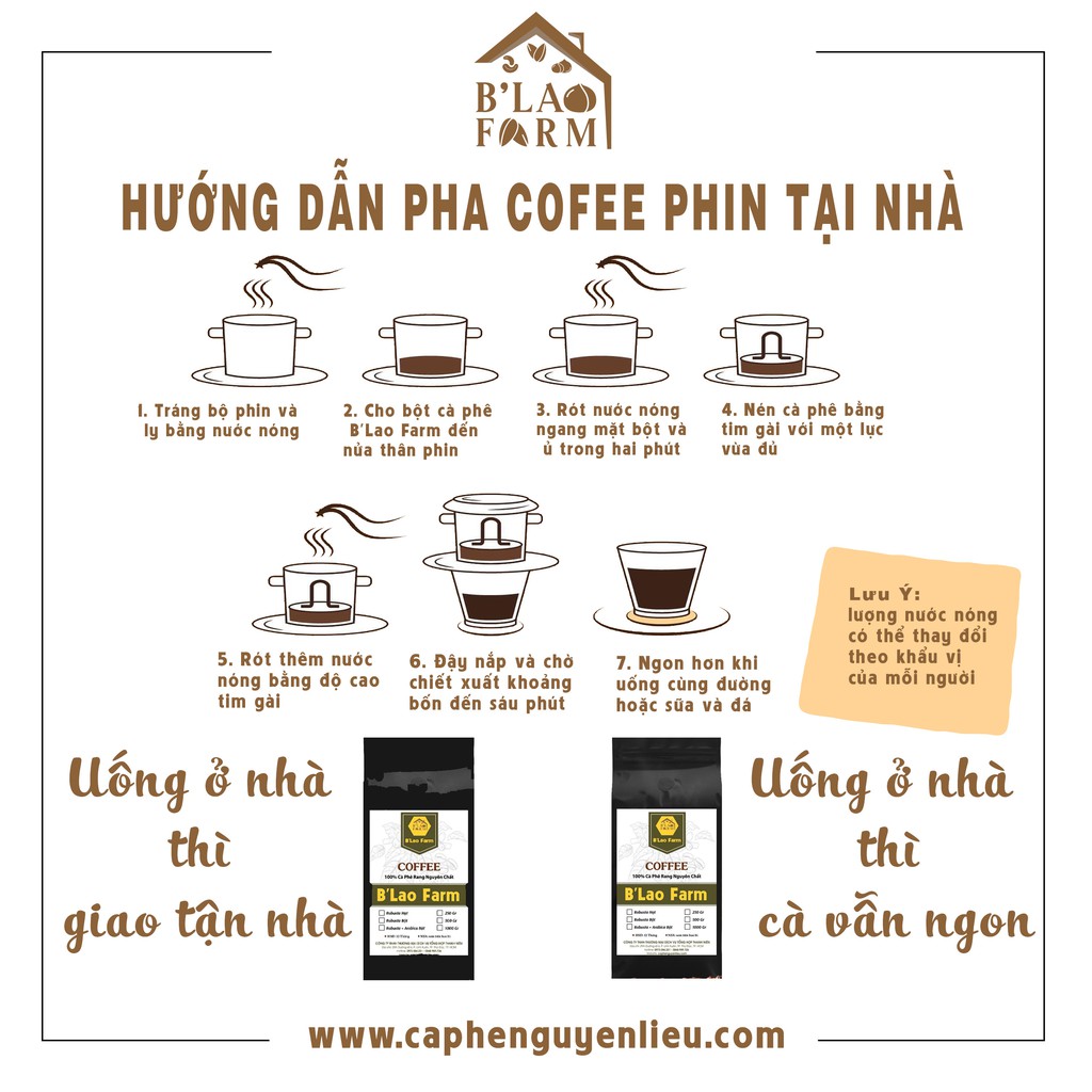 [Cà Phê Robusta rang xay] Cafe Rang mộc B’Lao Farm Nguyên Chất 100% - cà phê pha phin gu mạnh - coffee robusta