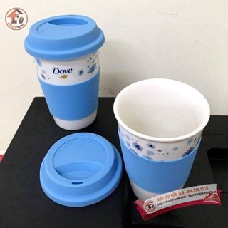 (BG) Cốc sứ Dove có nắp đậy silicon