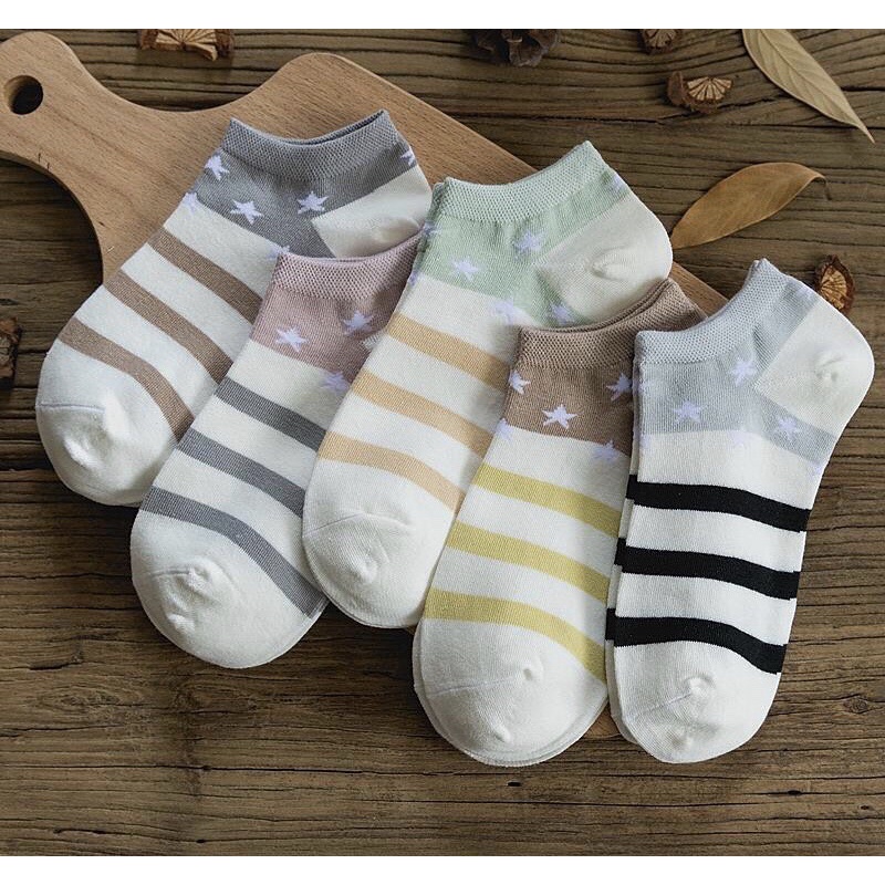 [TonaShoe] Tất Cổ Ngắn Họa Tiết Sọc Sao
