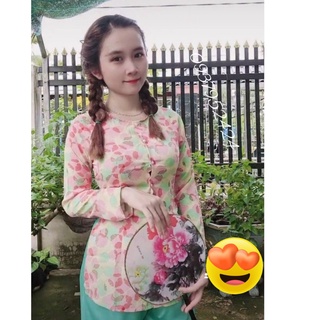 BỘ BÀ BA VẢI LỤA HỌA TIẾT VÀ CHẤM BI