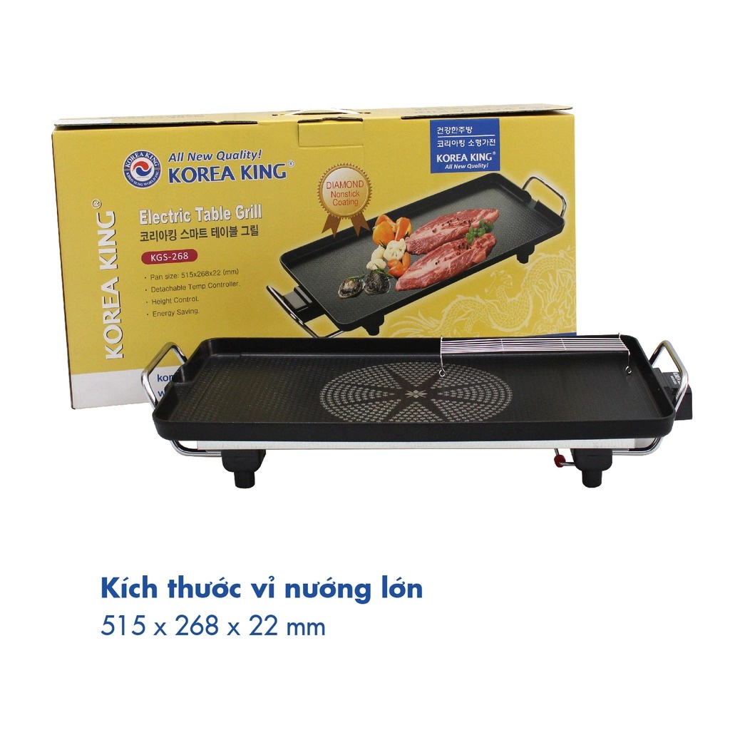 Bếp nướng điện không khói Korea King, Vỉ nướng chống dính đa năng bêp nướng, BBQ, thịt, rau củ