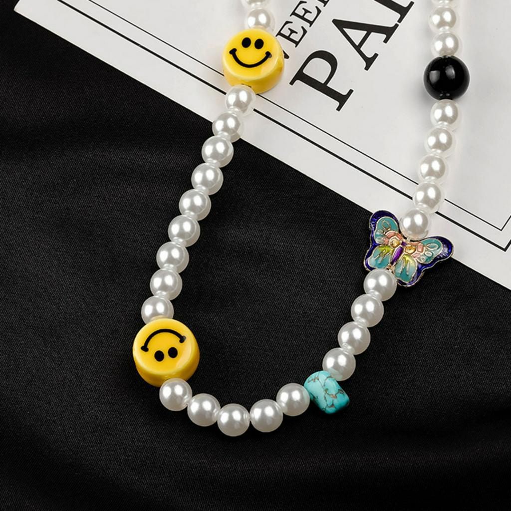 Dây chuyền chuỗi dài xỏ hạt hình bướm mặt cười thời trang