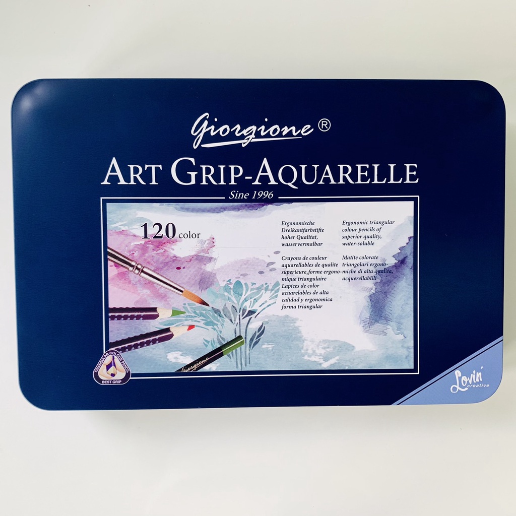 Bộ bút chì full 120 màu Giorgione vỏ thiếc xanh, đỏ, màu sắc đẹp bắt mắt - B93+94