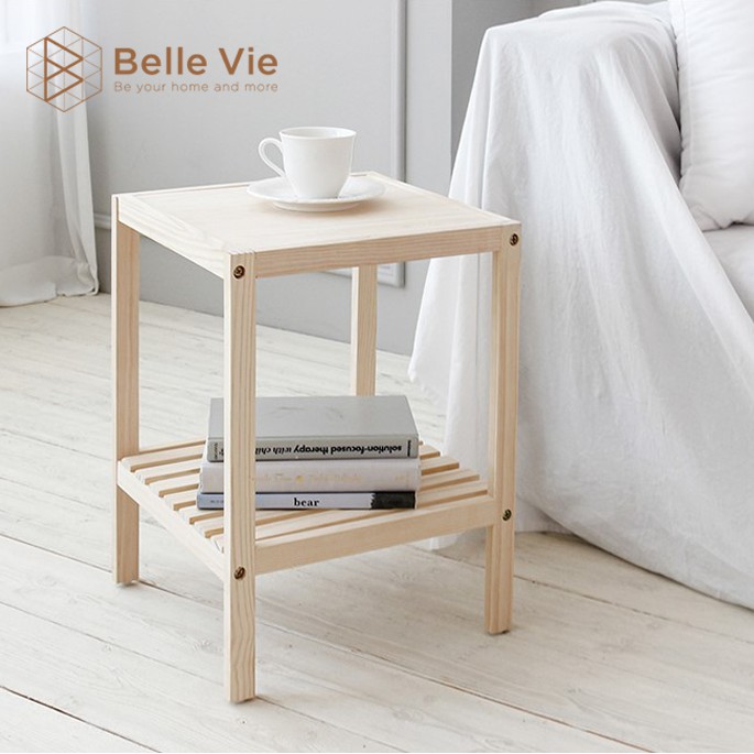 Kệ Đầu Giường Khung Gỗ Mặt Gỗ 2 Tầng BelleVie Tab Đầu Giường Mặt Gỗ Wood Shelf