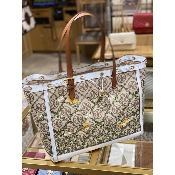 Túi Burch Monogram Jacquard Tote 40 dư xịn