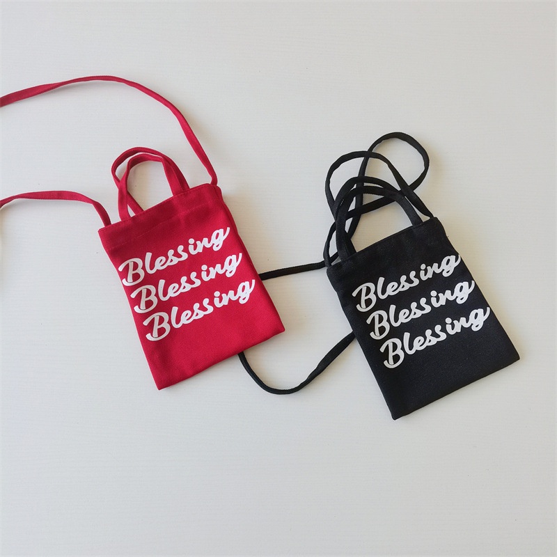 Túi Xách Đeo Vai Vải Bạt In Chữ Thời Trang Hàn Quốc Đáng Yêu Dành Cho Trẻ