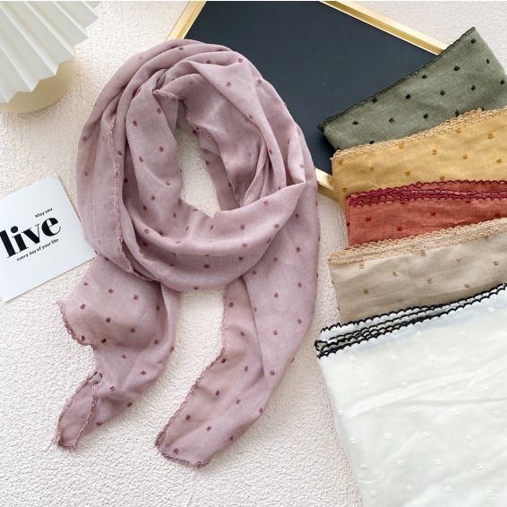 Khăn Choàng Cổ Vải Cotton Lanh Hình Bán Nguyệt Thời Trang