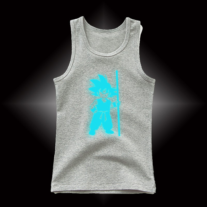 Áo ba lỗ vải cotton mỏng dạ quang in hình Goku phim Dragon Ball thời trang mùa hè cho bé trai