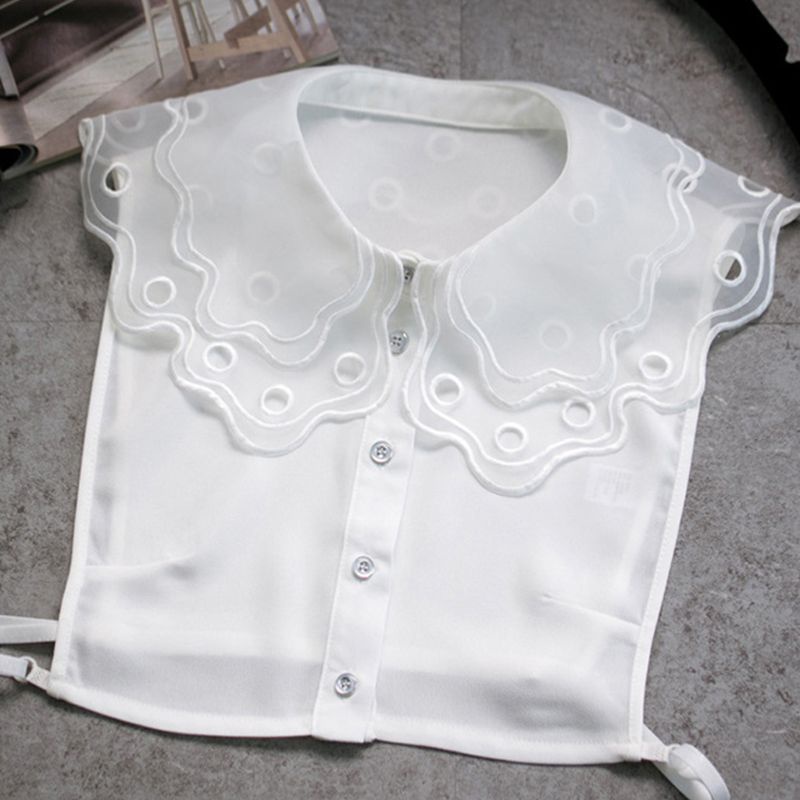 Cổ Áo Sơ Mi Giả Phối Ren Màu Trắng / Đen Thời Trang Cho Nữ