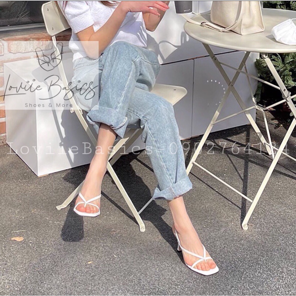 SANDAL CAO GÓT NỮ LOVIIE BASICS - SANDAL QUAI MẢNH KẸP GÓT NHỌN 7CM - GIÀY CAO GÓT 7 PHÂN THỜI TRANG G200957