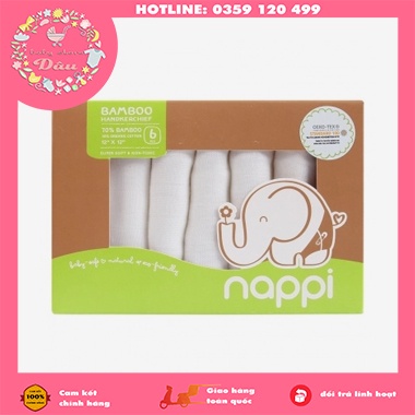 Set 6 chiếc khăn sữa xô cao cấp chính hãng Nappi Thái Lan 30x30cm - vải xô sợi tre siêu mềm