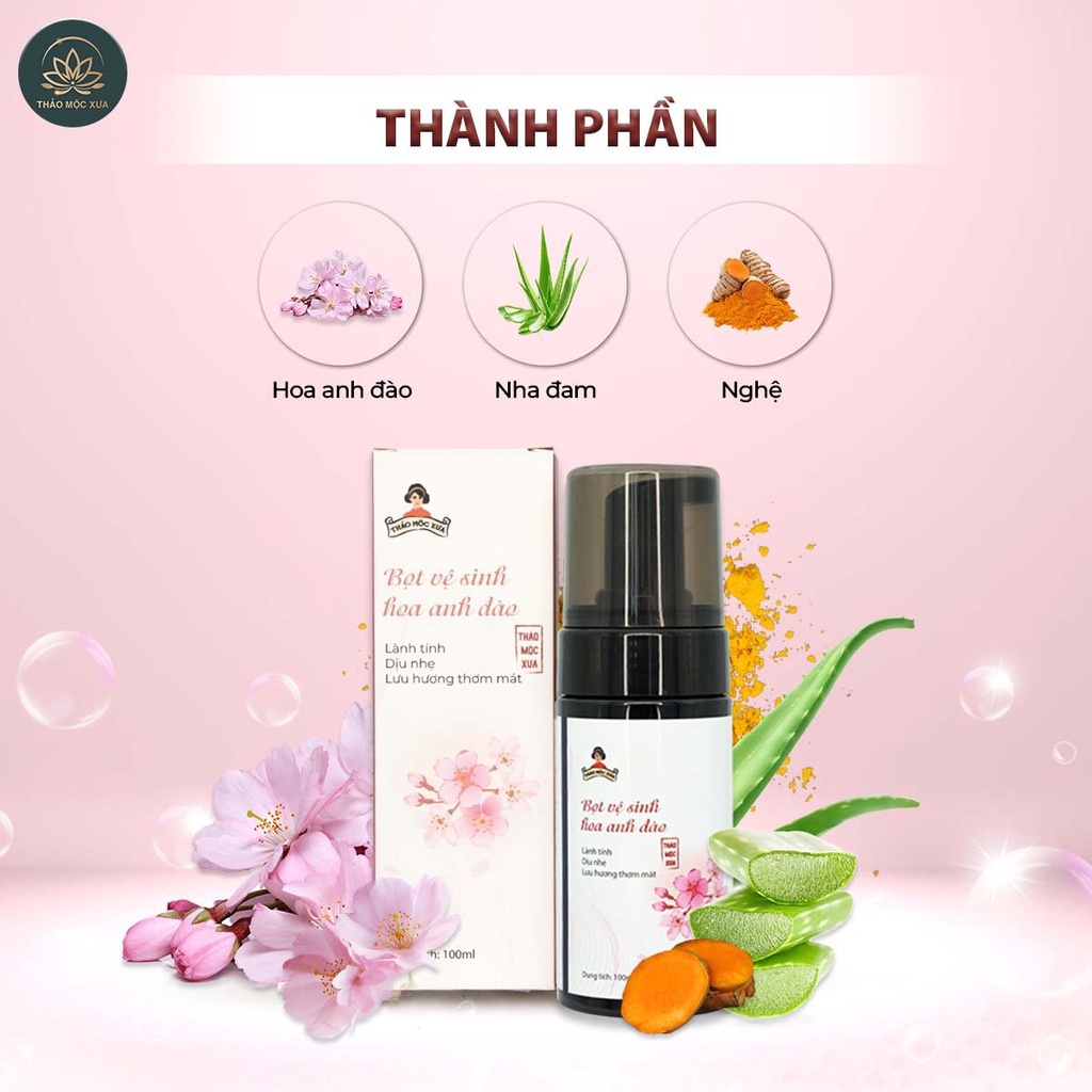 Bọt vệ sinh hoa anh đào giúp làm sáng hồng và thơm mát Thảo Mộc Xưa 100ml