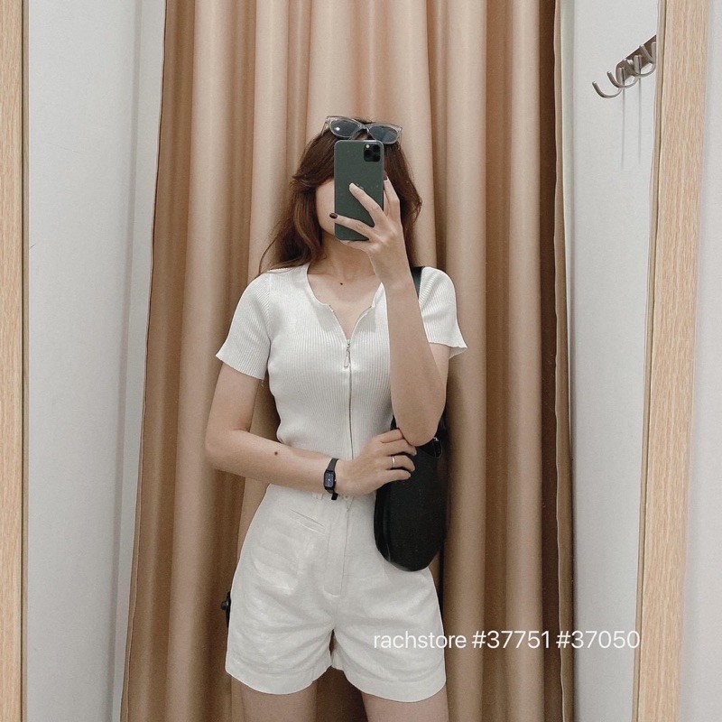 [RÁCH STORE]Áo Thun Gân Kéo Khoá k276-Quần Short Vải Túi Mổ 032