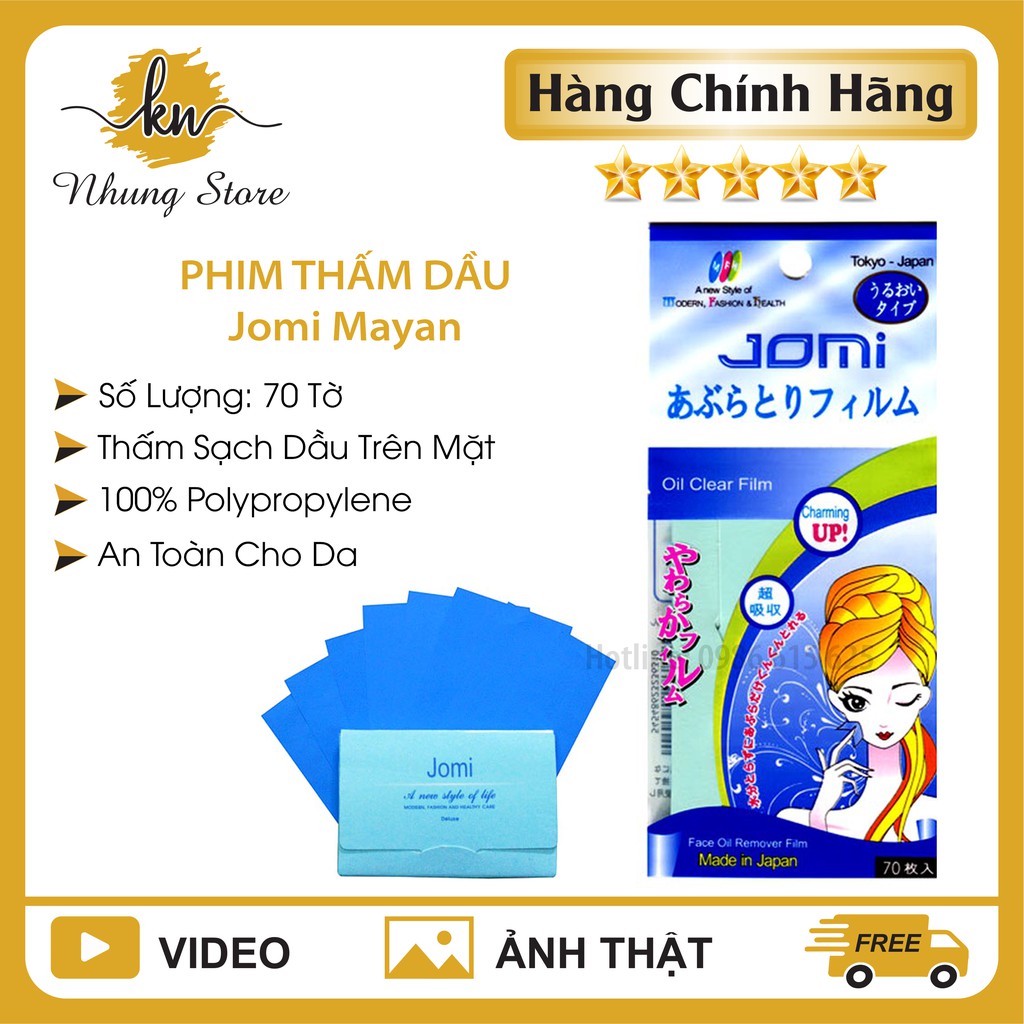 [Hàng Chính Hãng] Phim Thấm Dầu Jomi Mayan Chính Hãng, Film Thấm Dầu Nhật Bản, Hút Dầu, Sạch Bụi, Ngừa Mụn, 70 tờ