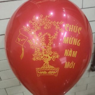 bóng chúc mừng năm mới 30cm  màu vàng + que