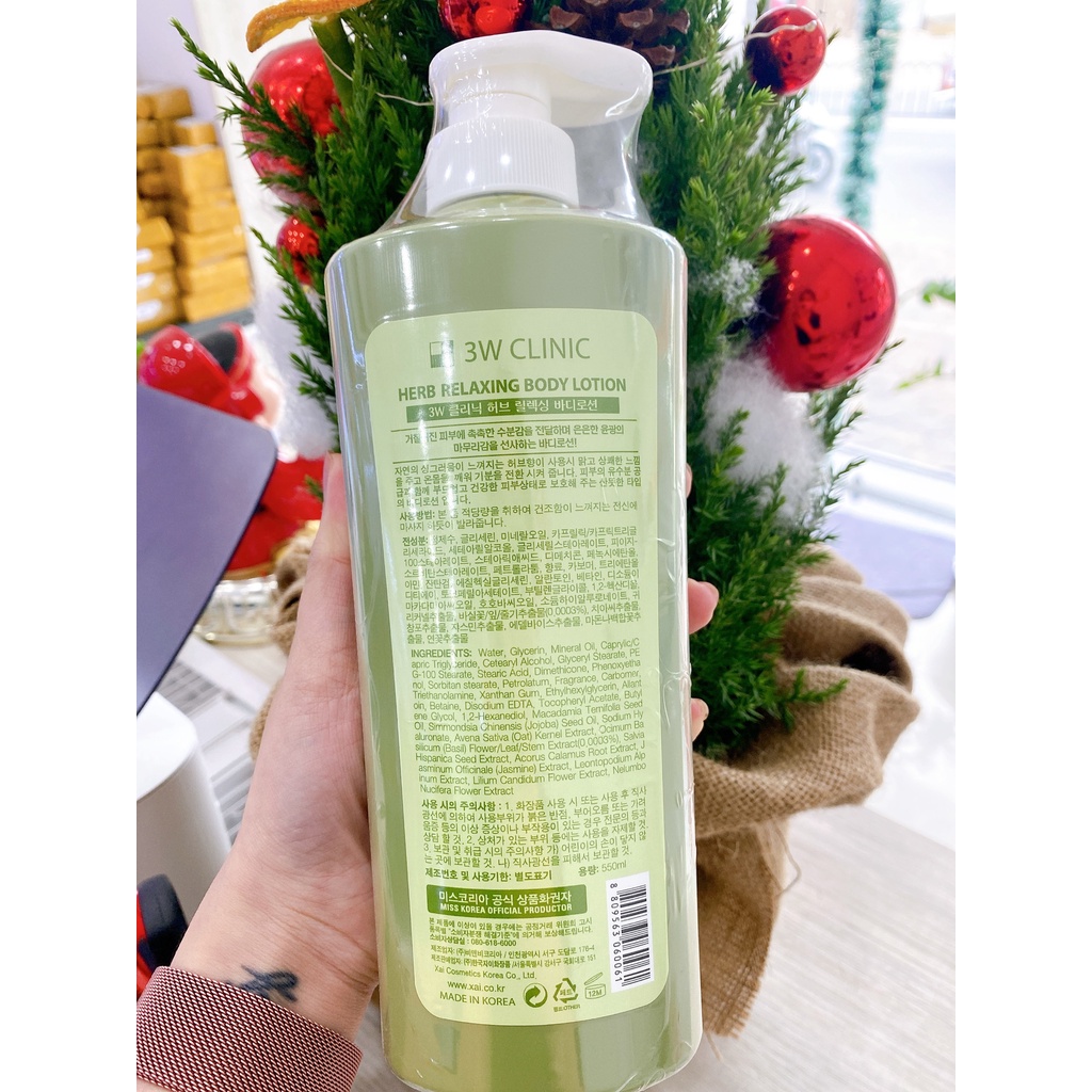 Dưỡng thể 3W Clinic Herb Relaxing Body Lotion 550ml