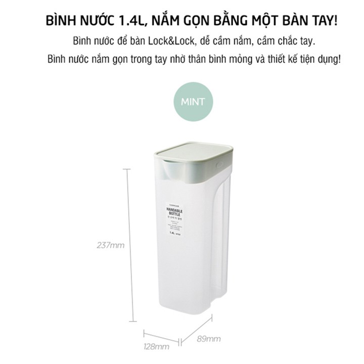 Bình nước đựng nước Lock&amp;Lock Handle Bottle 1.4L- HAP817MIT