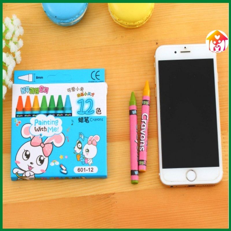 Hộp bút sáp màu Thỏ xinh phong cách Hàn Quốc đủ màu cho bé