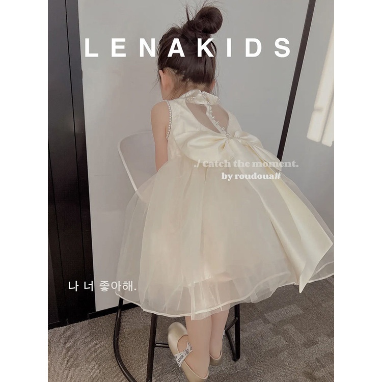 Đầm Công Chúa Hở Lưng Đính Nơ Thời Trang Mùa Hè 2022 Mới Cho Bé Gái