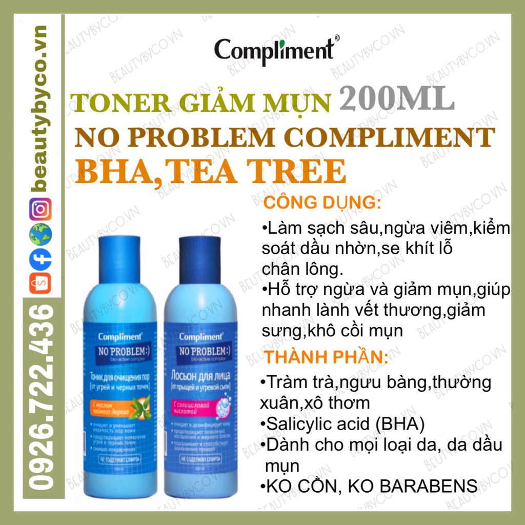 lToner Compliment No Problem làm sạch sâu, kiềm dầu, giảm viêm, giảm mụn