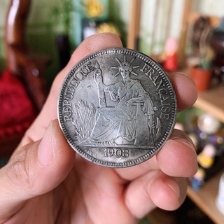 1908 Year France Trade Dollars - Đồng xu Đông Dương 1908 Pháp phong thủy sưu tầm lưu niệm