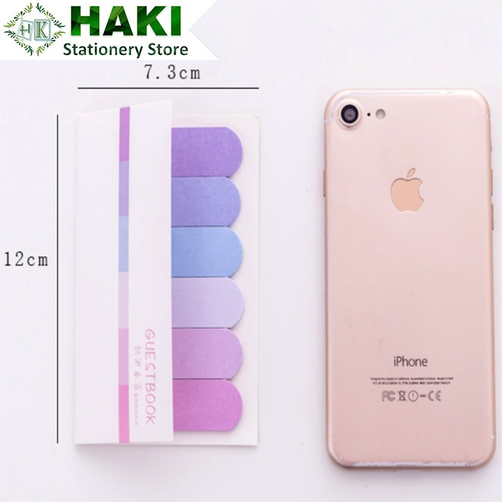 Giấy ghi chú label marker pastel HAKI dụng cụ văn phòng phẩm, giấy note 120 tờ 65*18mm NO8