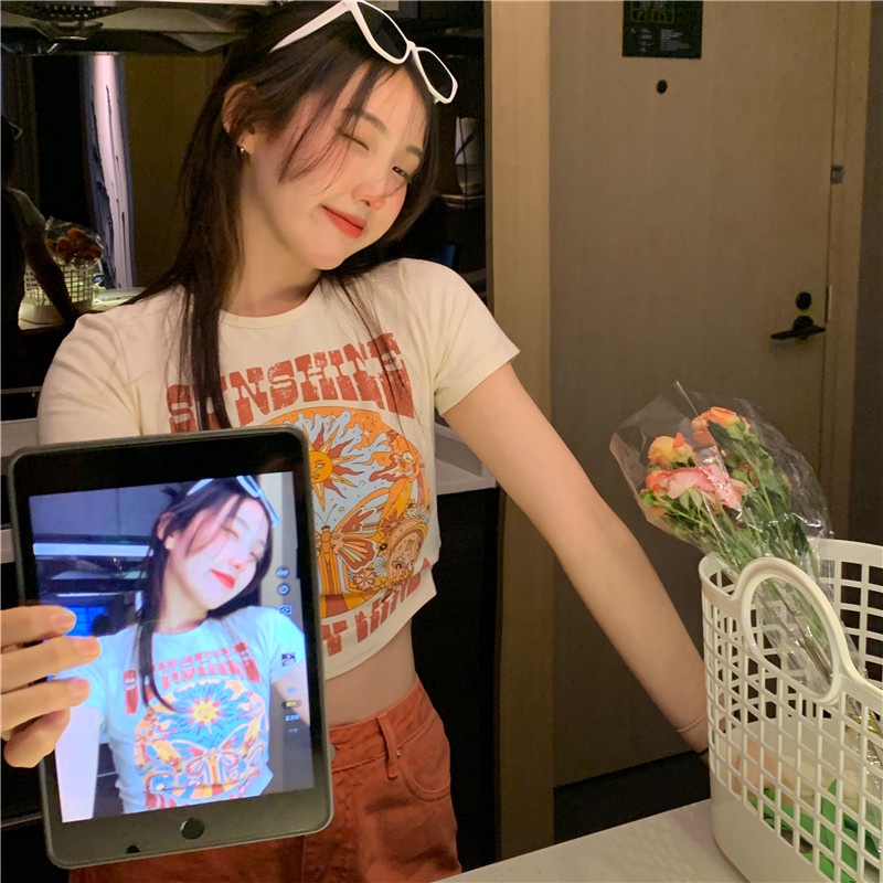 NRVP Áo Thun NgắN Tay DáNg Ôm ThờI Trang Cho Nữ