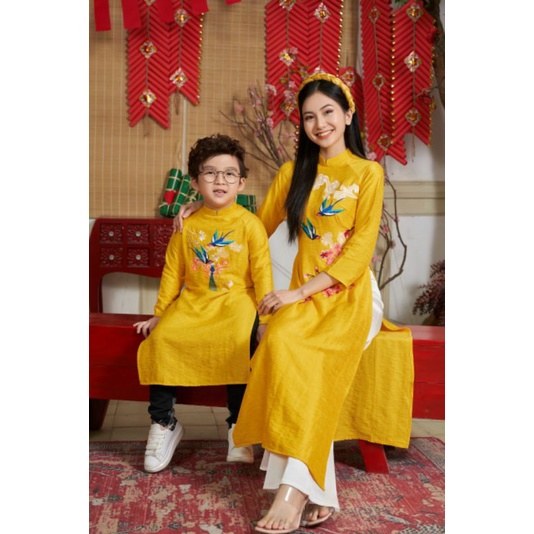 🥰 Sét áo dài cao cấp mẹ bé đẹp sang chảnh hàng thiết kế cao cấp. áo dài tết gia đình. mềm mại nhẹ nhàng